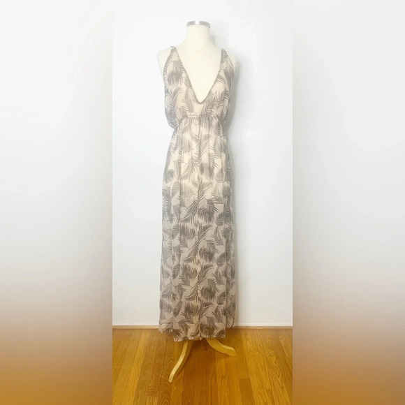 South Beach Dusky Palm Print Maxi Dress with Split Size Medium - Picture 3 of 5